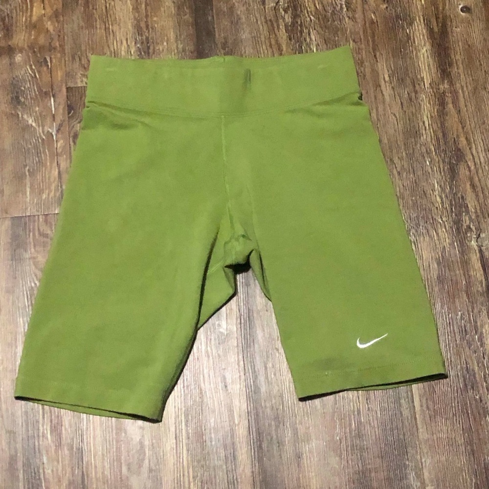 Nike Bike Shorts Women's Small Olive Green High Rise Pull On Active Gym Training